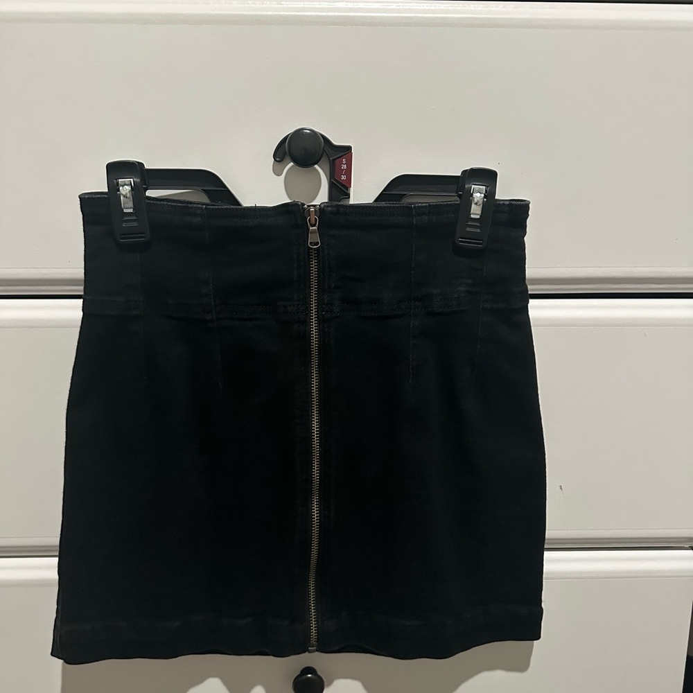 We The Free Black Pencil Skirt with Front Zipper
